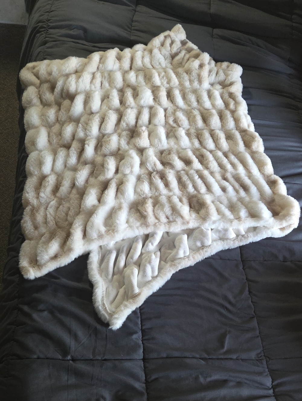 Luxurious Faux Fur Ponch Cape in Cream & Light Taupe Super Soft